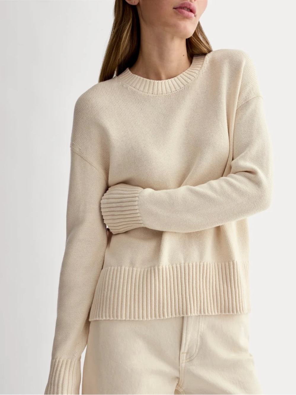 Everlane Boxy Sweater Everyday Cotton Cream Size Small